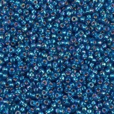 Miyuki rocailles Perlen 11/0 - Silver lined capri blue ab 11-1025